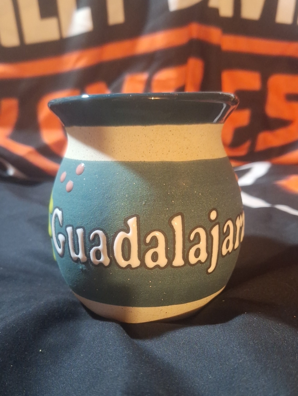 Vintage Mexican Folk Art Clay Mug Guadalajara Pottery